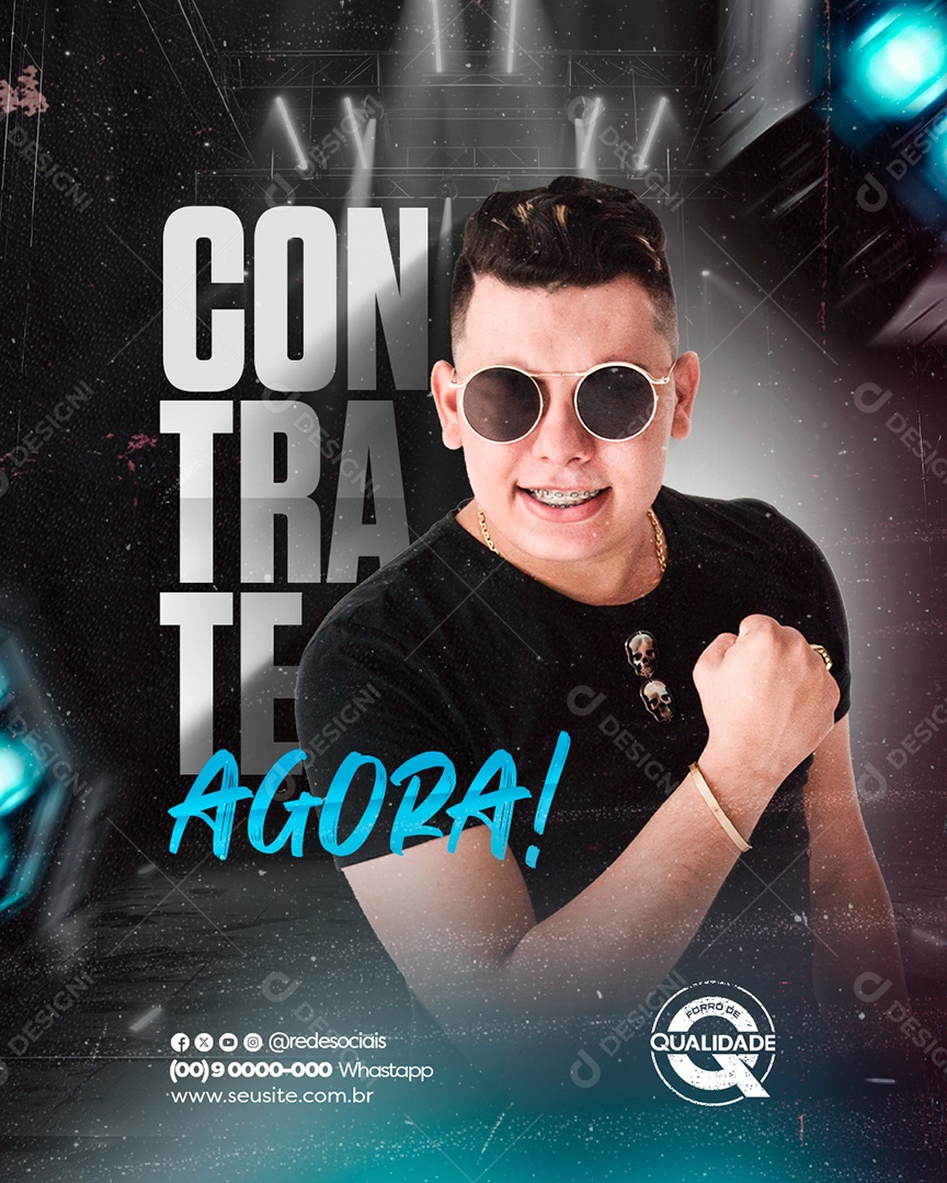 Flyer Contrate Agora Forró de Qualidade Social Media PSD Editável