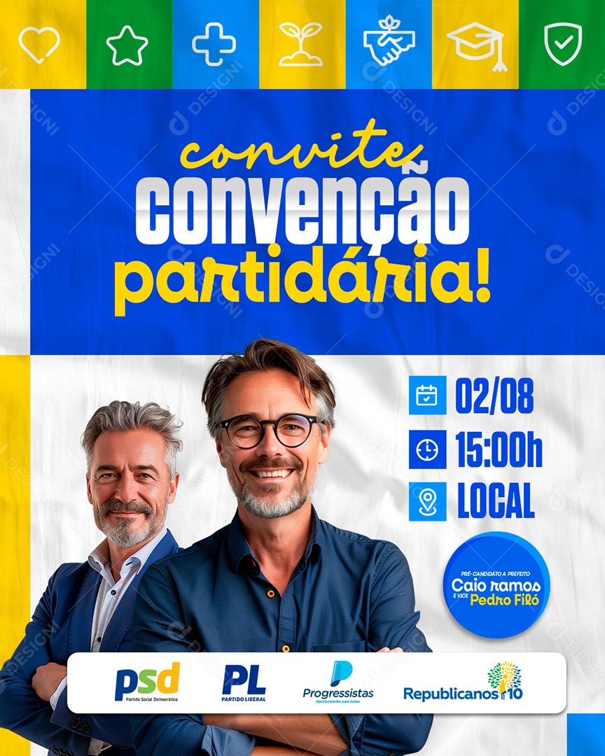 Convite de Convenção Partidária Social Media PSD Editável