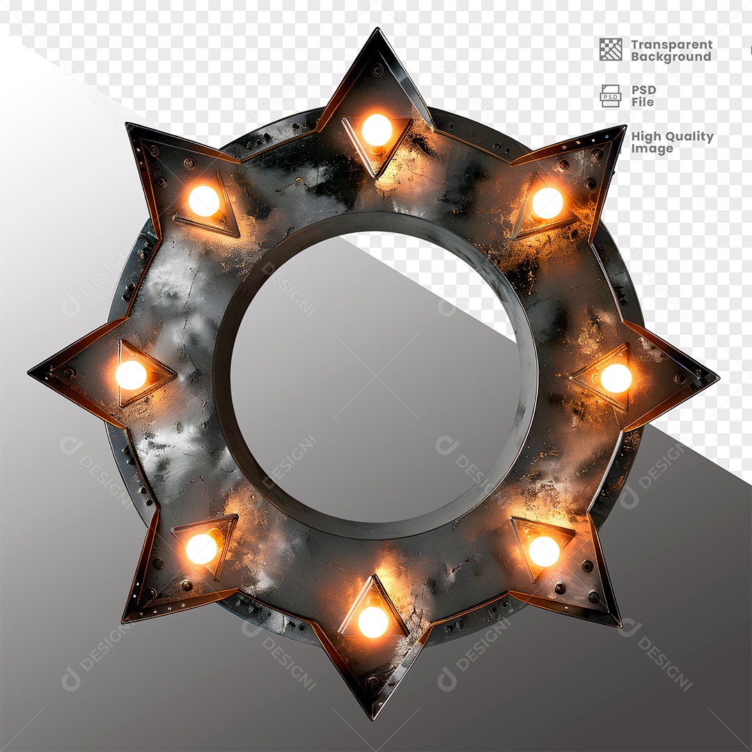 Painel de Metal com Luz Elemento 3D para Composição PSD