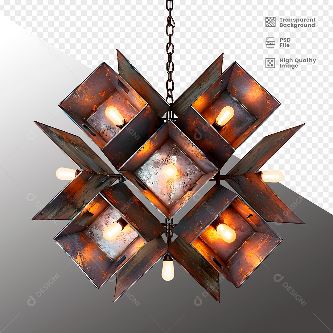 Painel de Metal com Luz Elemento 3D para Composição PSD