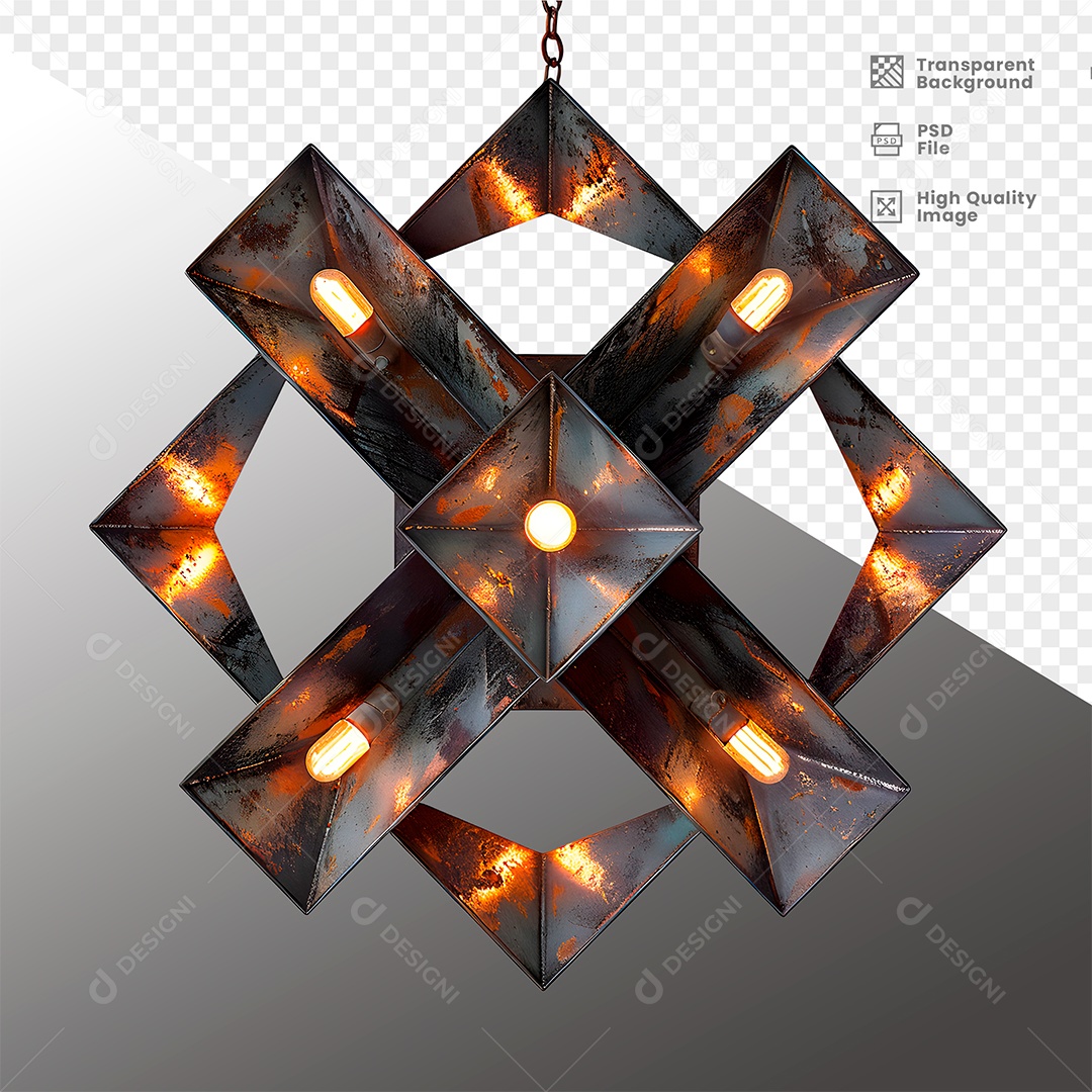 Painel de Metal com Luz Elemento 3D para Composição PSD