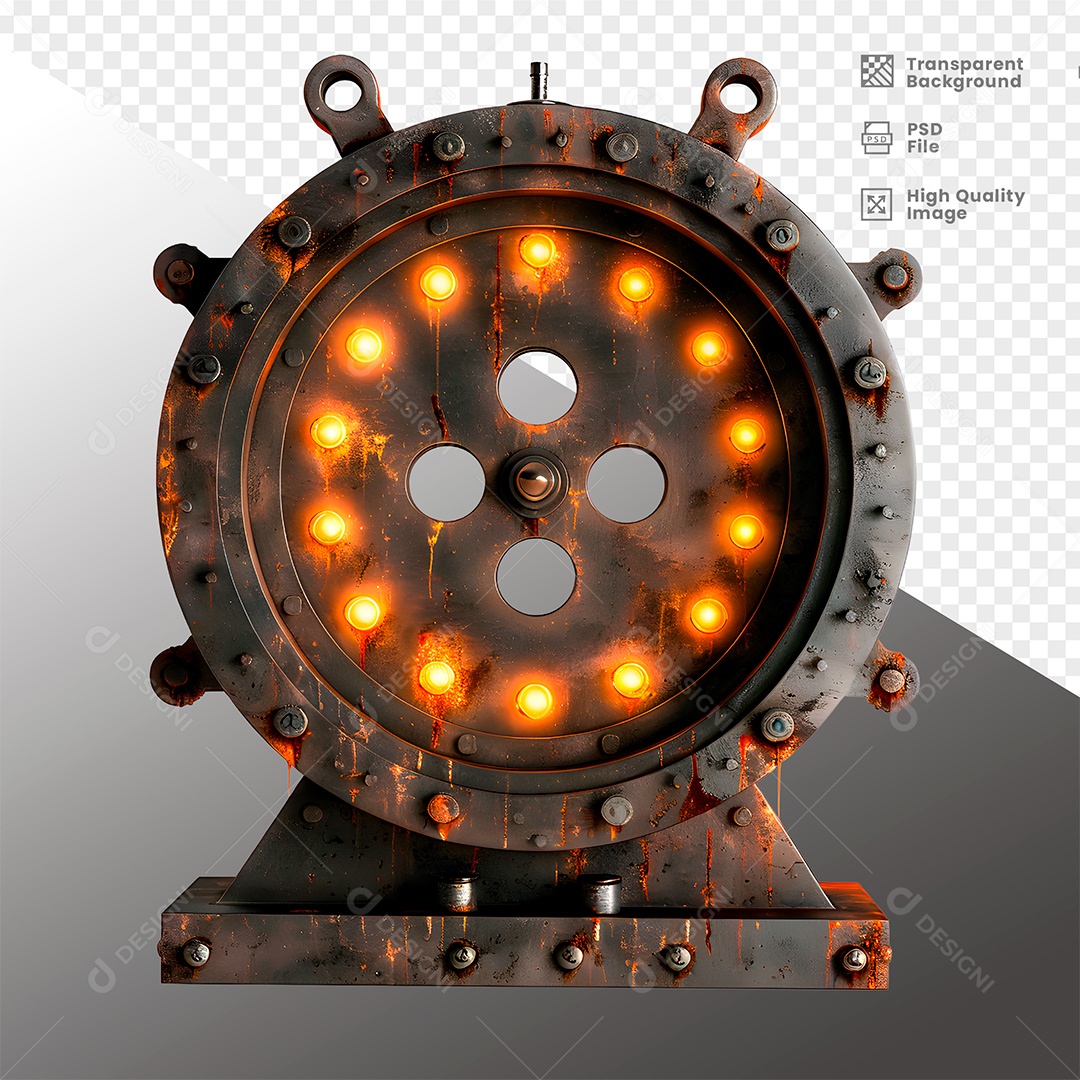 Painel de Metal com Luz Elemento 3D para Composição PSD