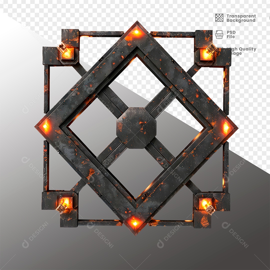 Painel de Metal com Luz Elemento 3D para Composição PSD