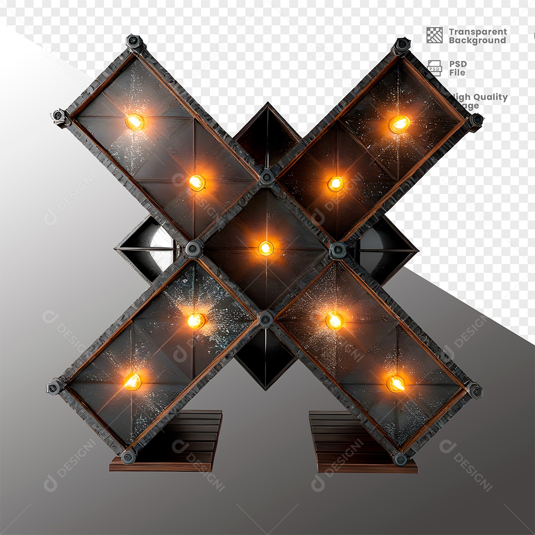 Painel de Metal com Luz Elemento 3D para Composição PSD