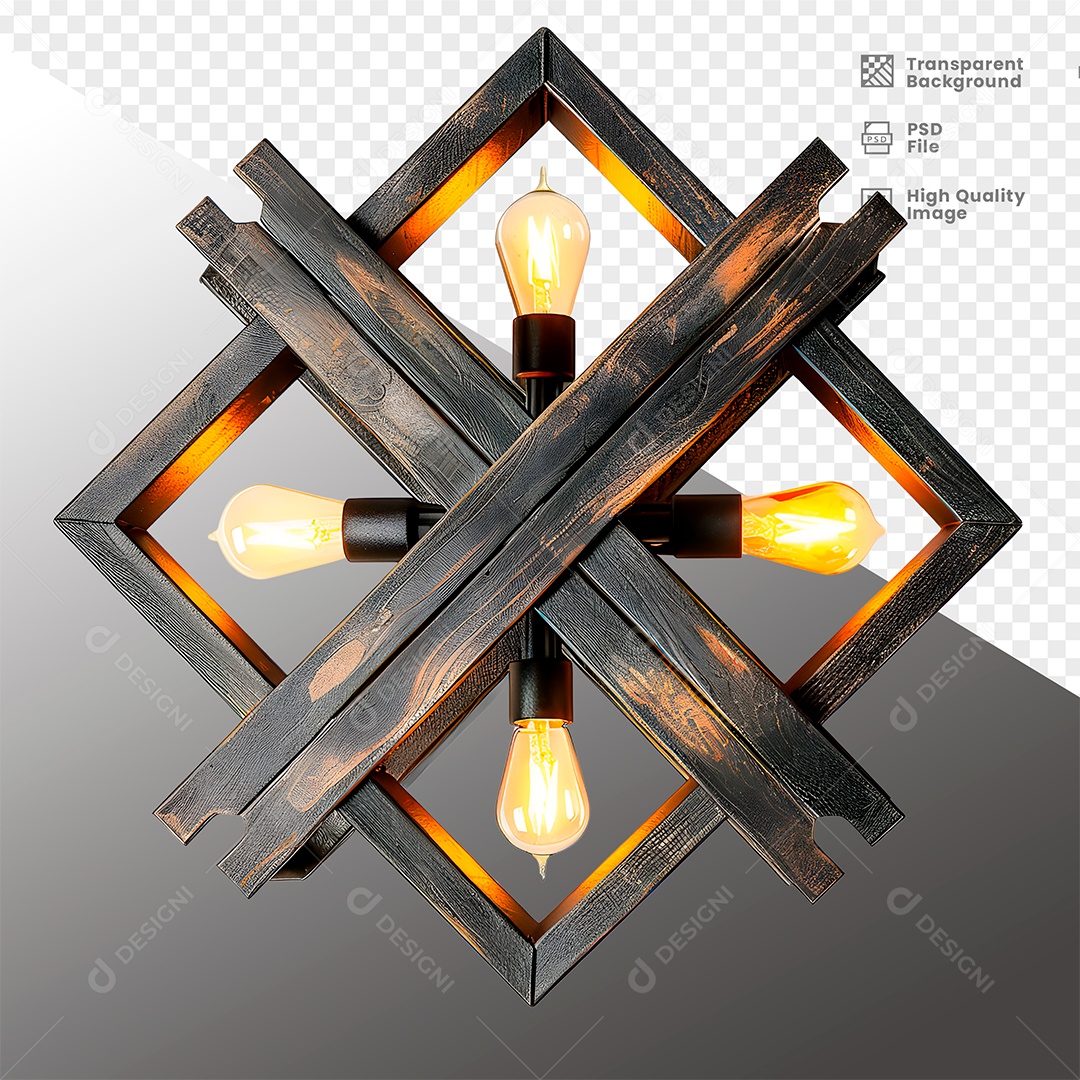 Painel de Metal e Madeira  Elemento 3D para Composição PSD