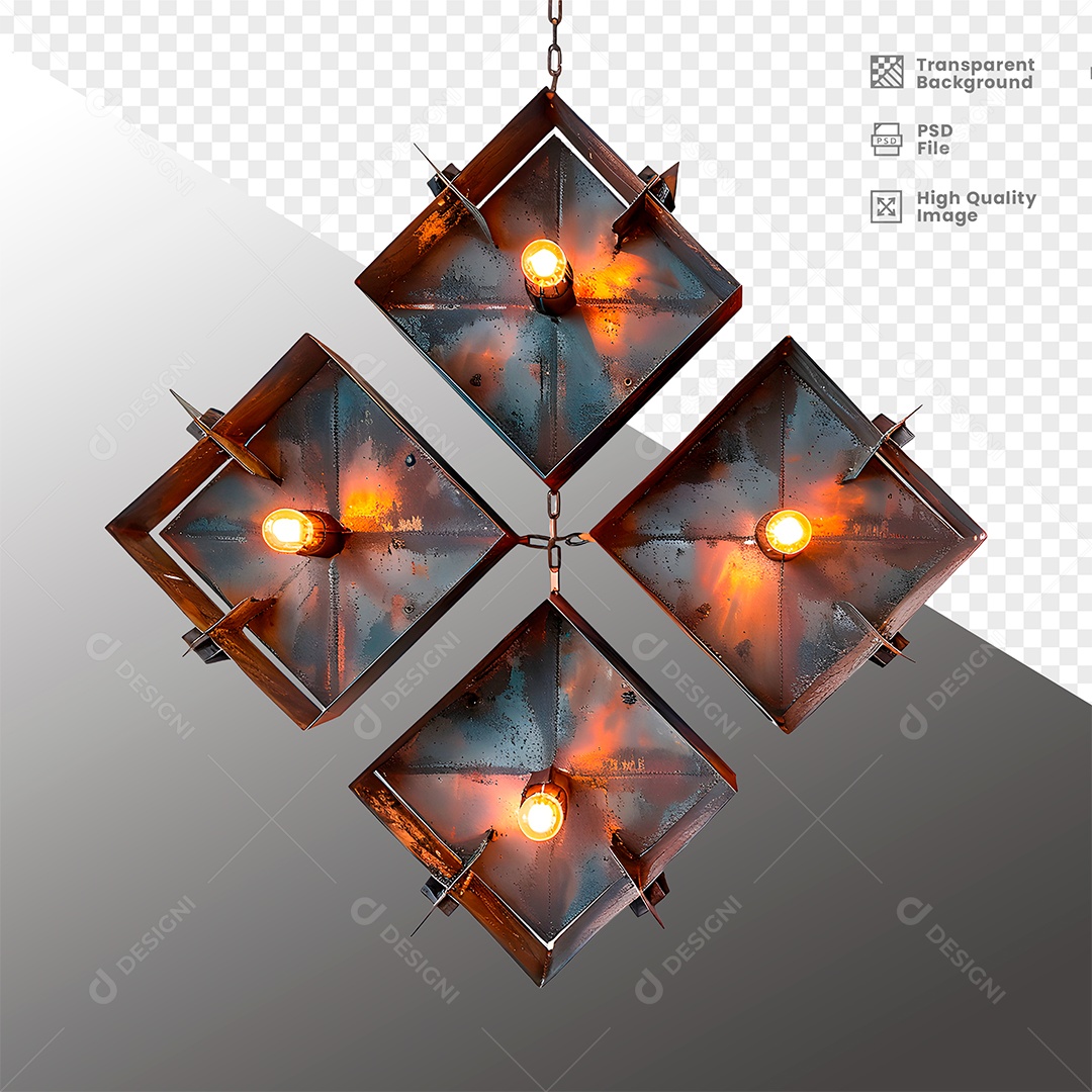 Painel de Metal com Luz Elemento 3D para Composição PSD
