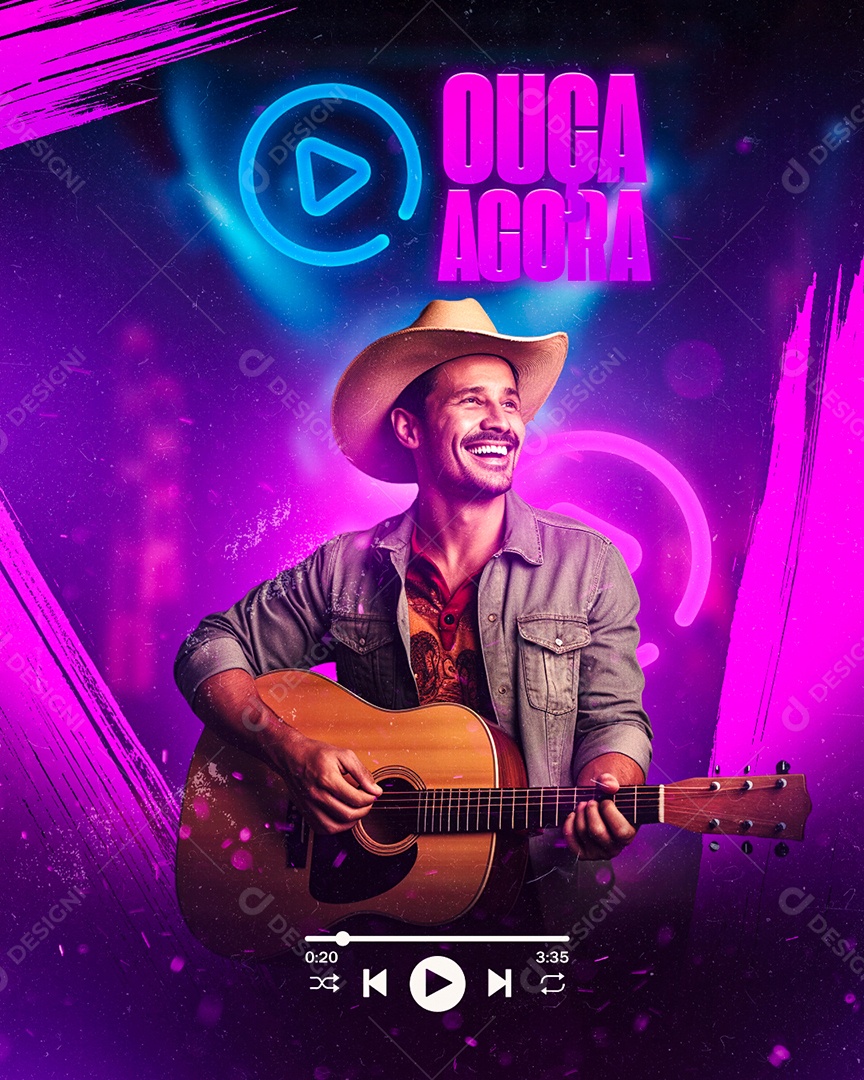 Social Media Flyer Ouça Agora PSD Editável