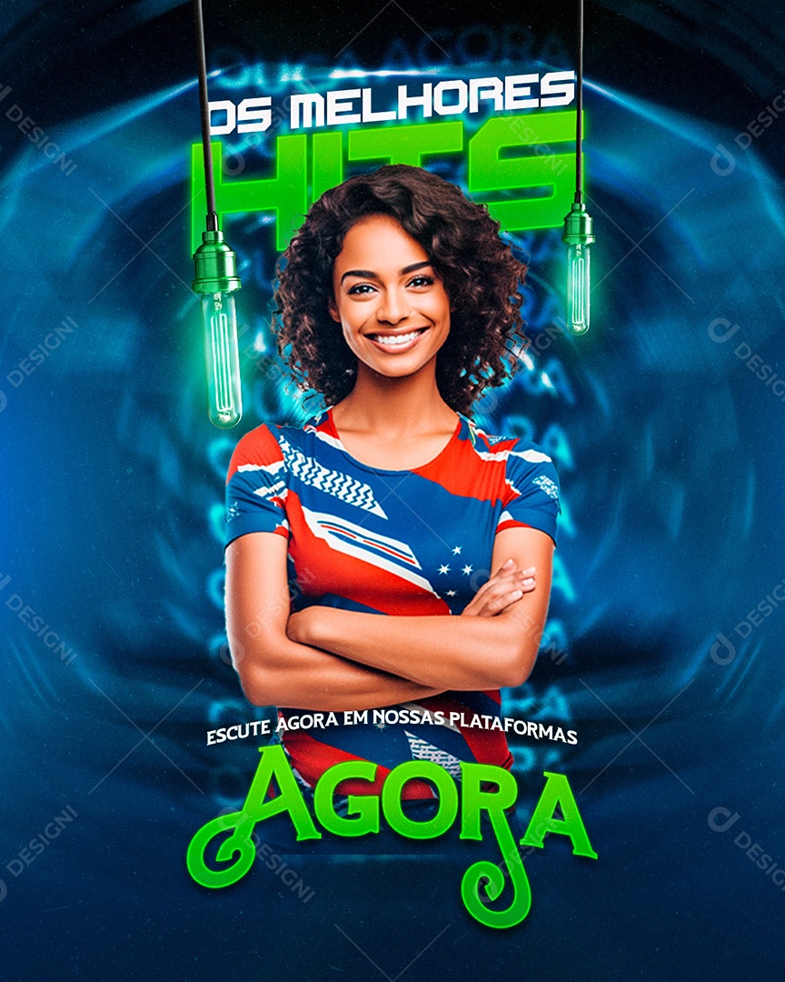 Flyer Os Melhores Hits Agora Social Media PSD Editável