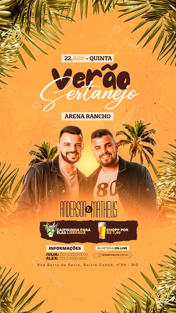 Story Flyer Verão Sertanejo Anderson e Matheus Social Media PSD Editável