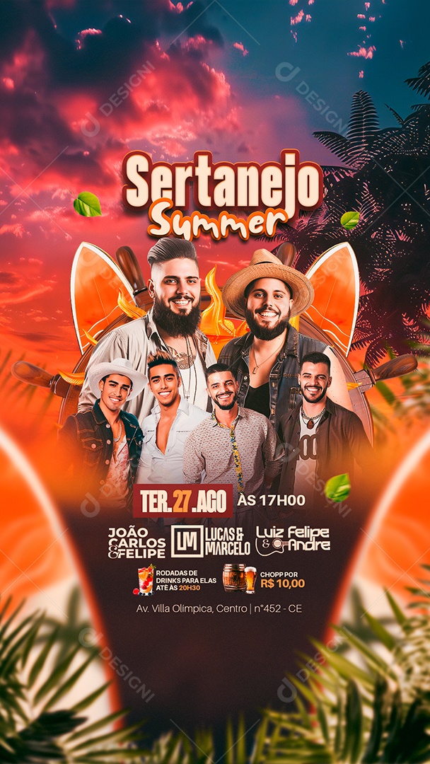 Story Flyer Sertanejo Summer Social Media PSD Editável