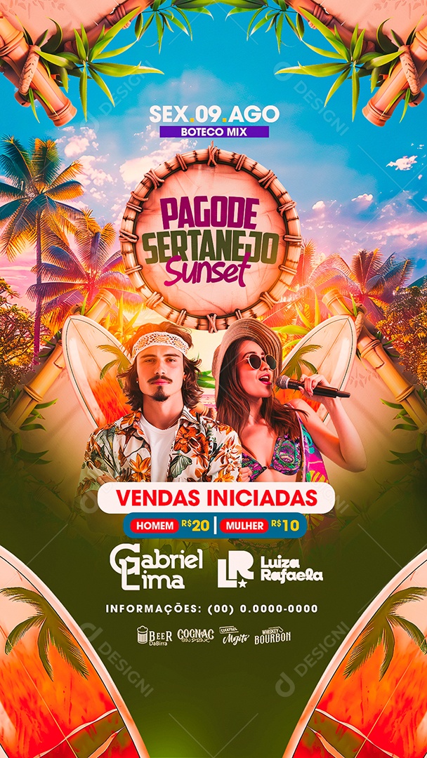Story Flyer Pagode Sertanejo Sunset Social Media Editable PSD