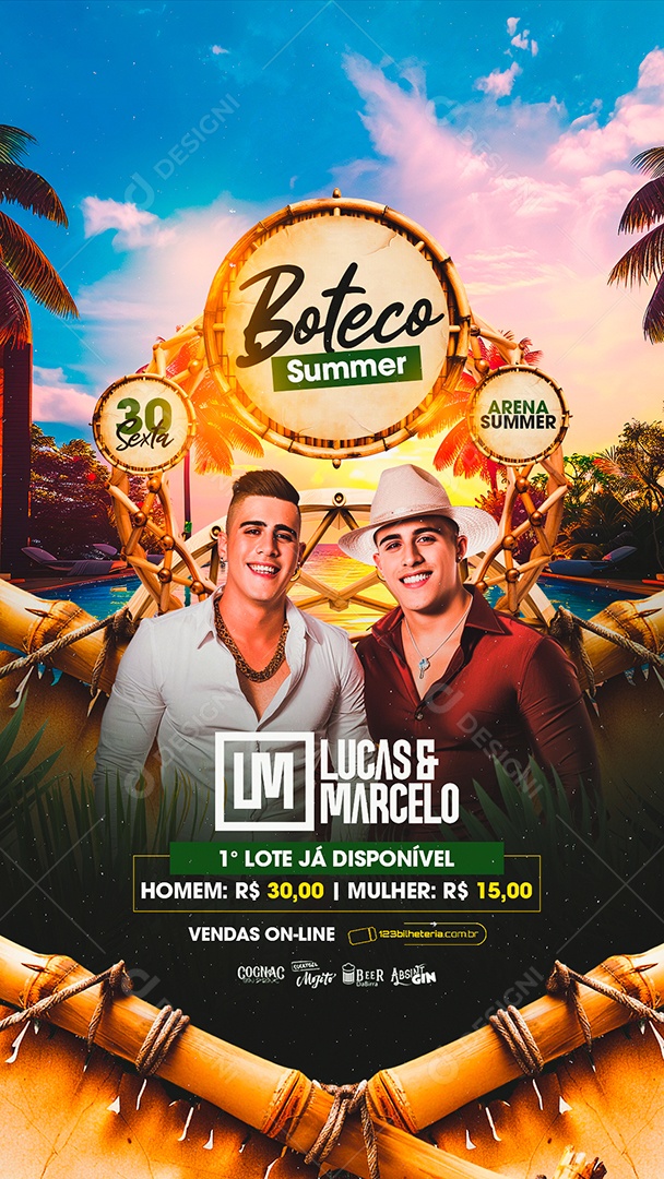 Story Flyer Boteco Summer Lucas e Marcelo Social Media PSD Editável