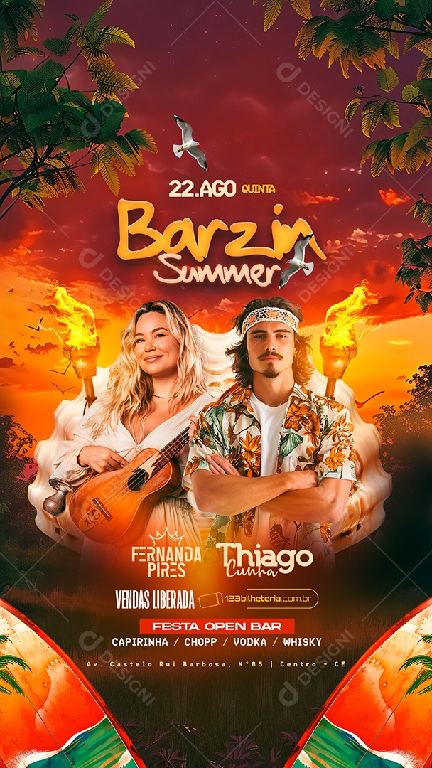 Story Flyer Barzin Summer Fernanda Pires Thiago Cunha Social Media PSD Editável