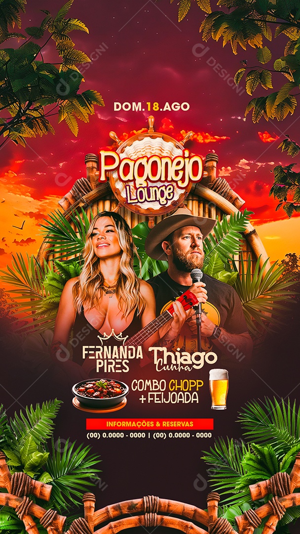 Story Flyer Pagonejo Lounge Fernanda Pires Thiago Cunha Social Media PSD Editável