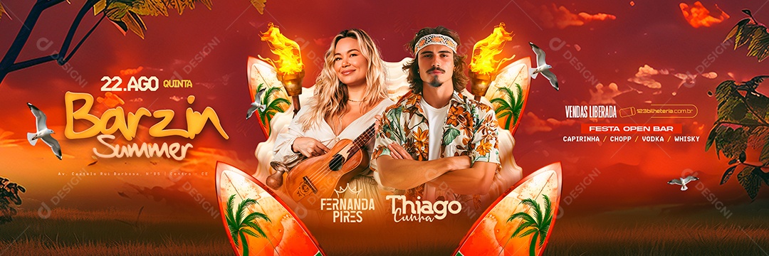 Carrossel Flyer Barzin Summer Fernanda Pires Thiago Cunha Social Media PSD Editável