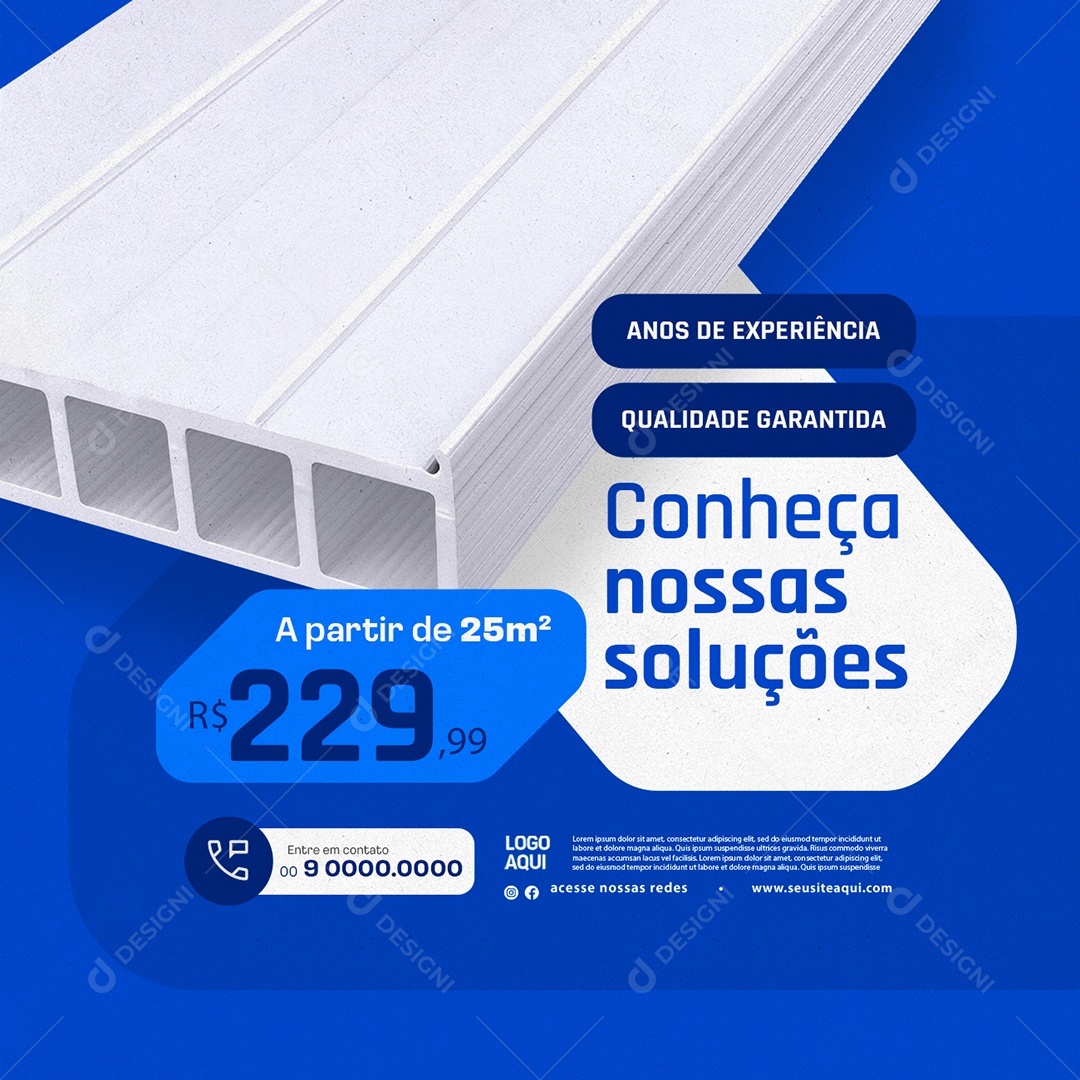 Pvc Conheça nossas Soluções Social Media PSD Editável