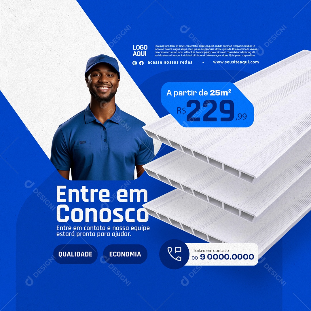 Social Media Pvc Entre em Conosco PSD Editável