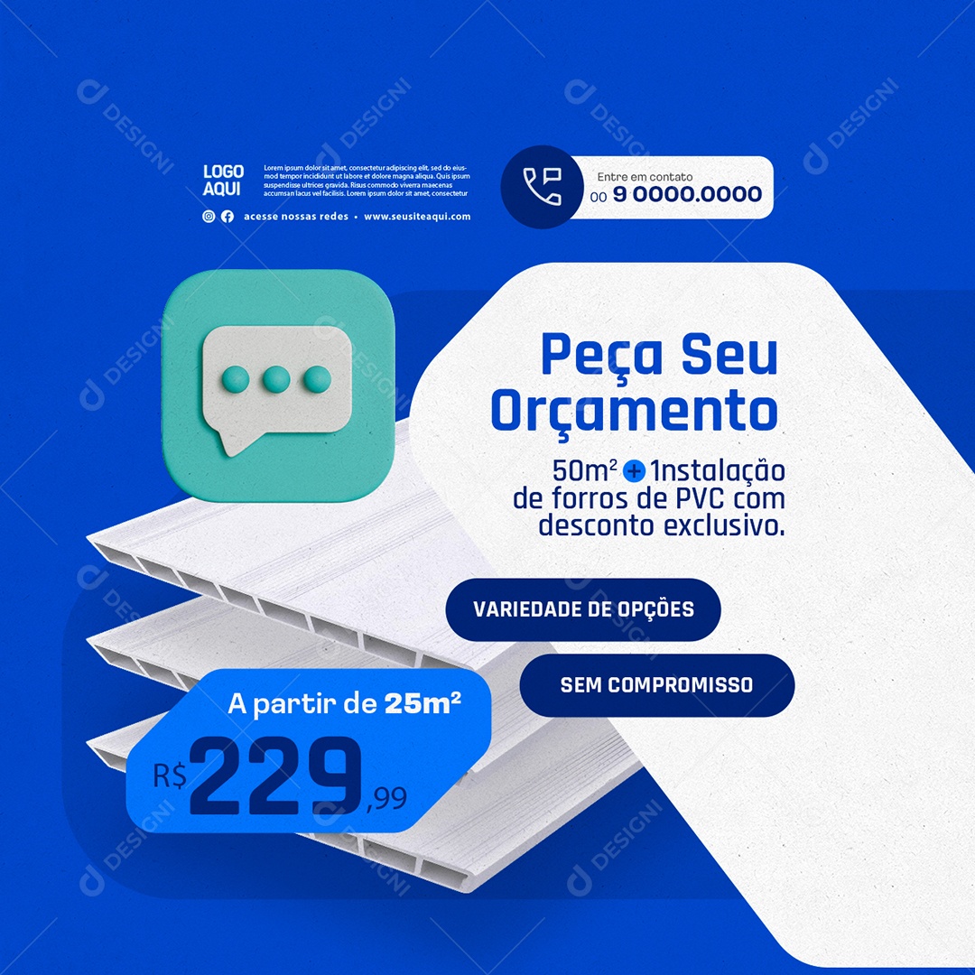 Pvc Peça seu Orçamento Social Media PSD Editável