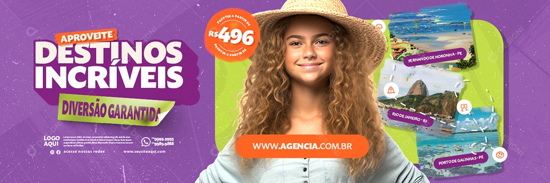 Agência de Viagens Out Door Aproveite Destinos Incríveis Social Media PSD Editável