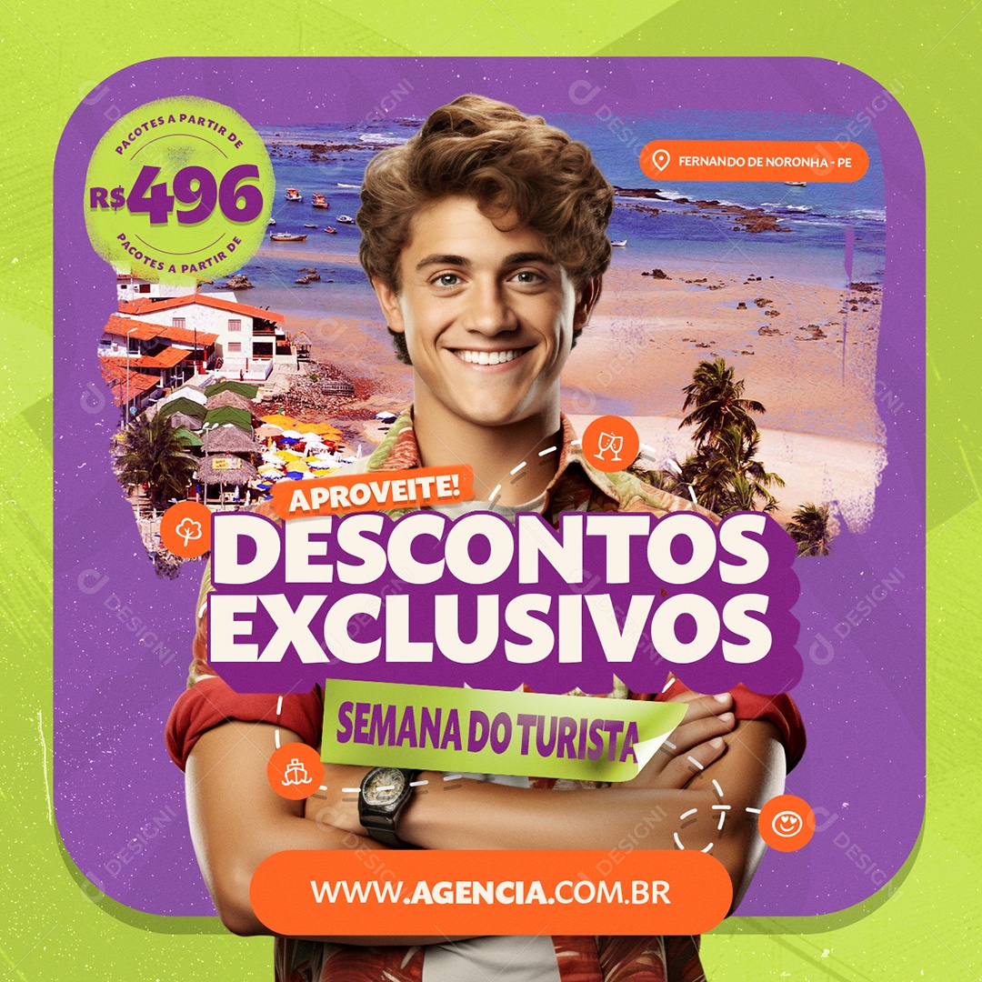 Agência de Viagens Aproveite Destinos Incríveis Social Media PSD Editável