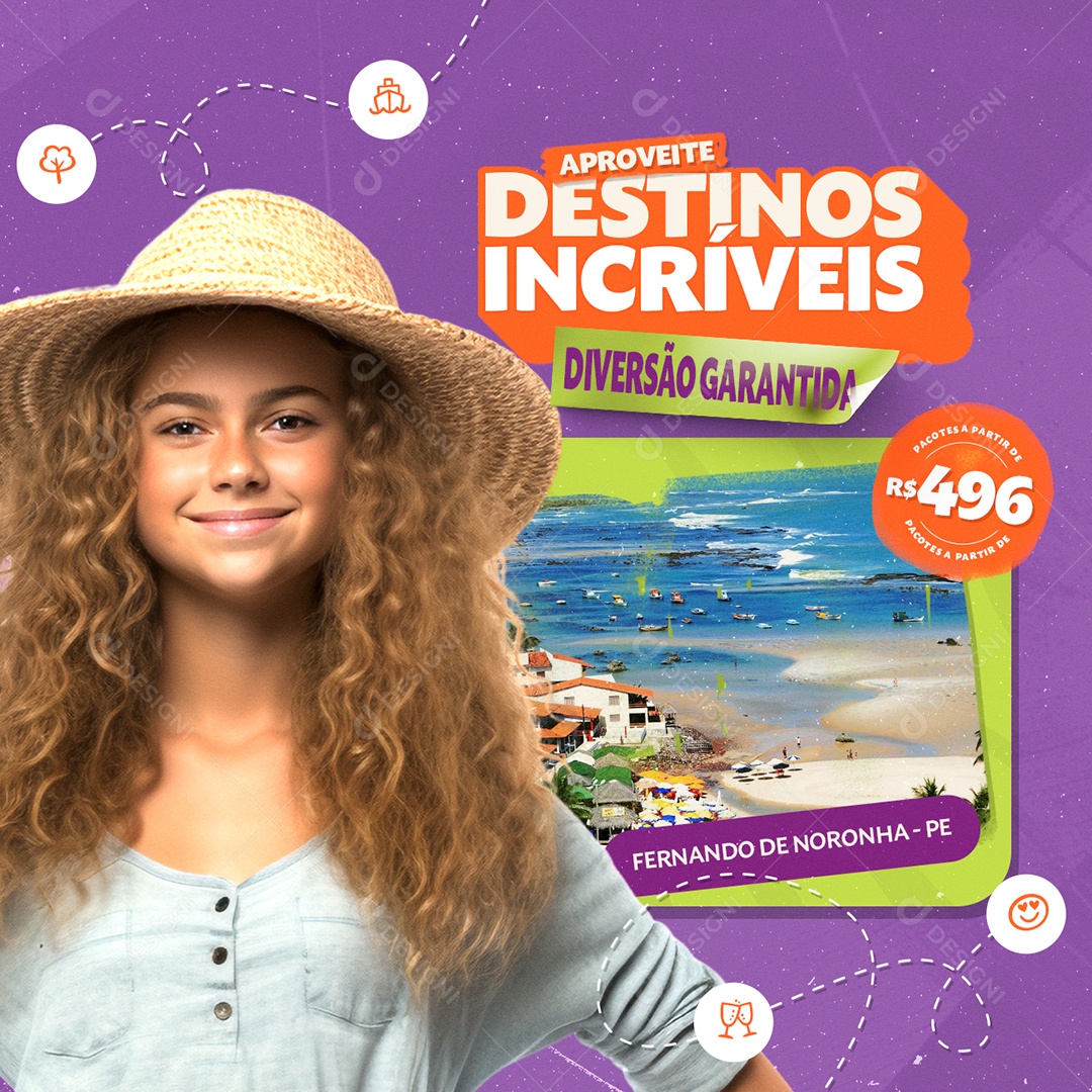 Agência de Viagens Aproveite Destinos Incríveis Social Media PSD Editável
