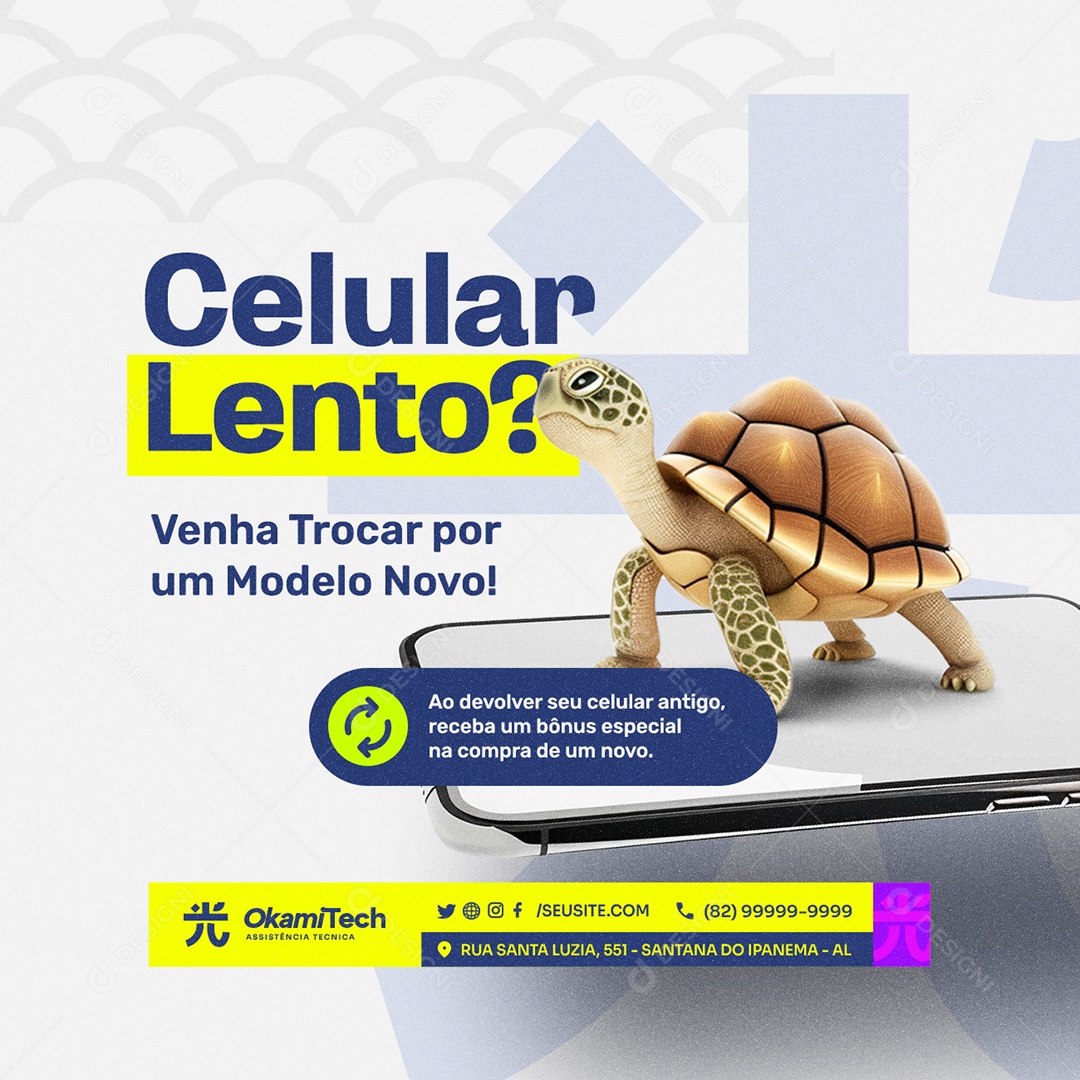 Assistência de Celular Celular Lento Social Media PSD Editável