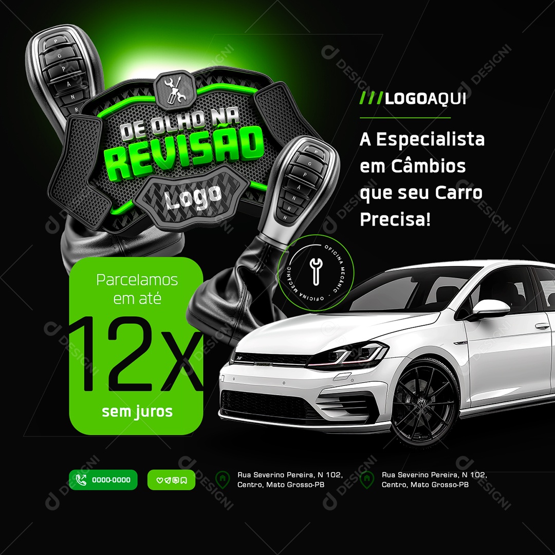 Oficina Mecânica De Olho na Revisão A Especialista Social Media PSD Editável