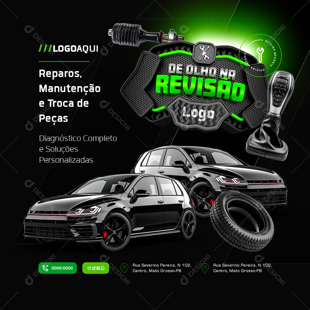 Oficina Mecânica De Olho na Revisão Troca de Peças Social Media PSD Editável