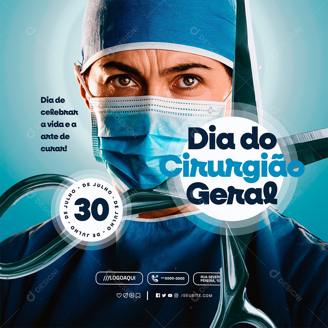 Dia Do Cirurgião Geral 30 de Julho A Vida e a Arte Social Media PSD Editável