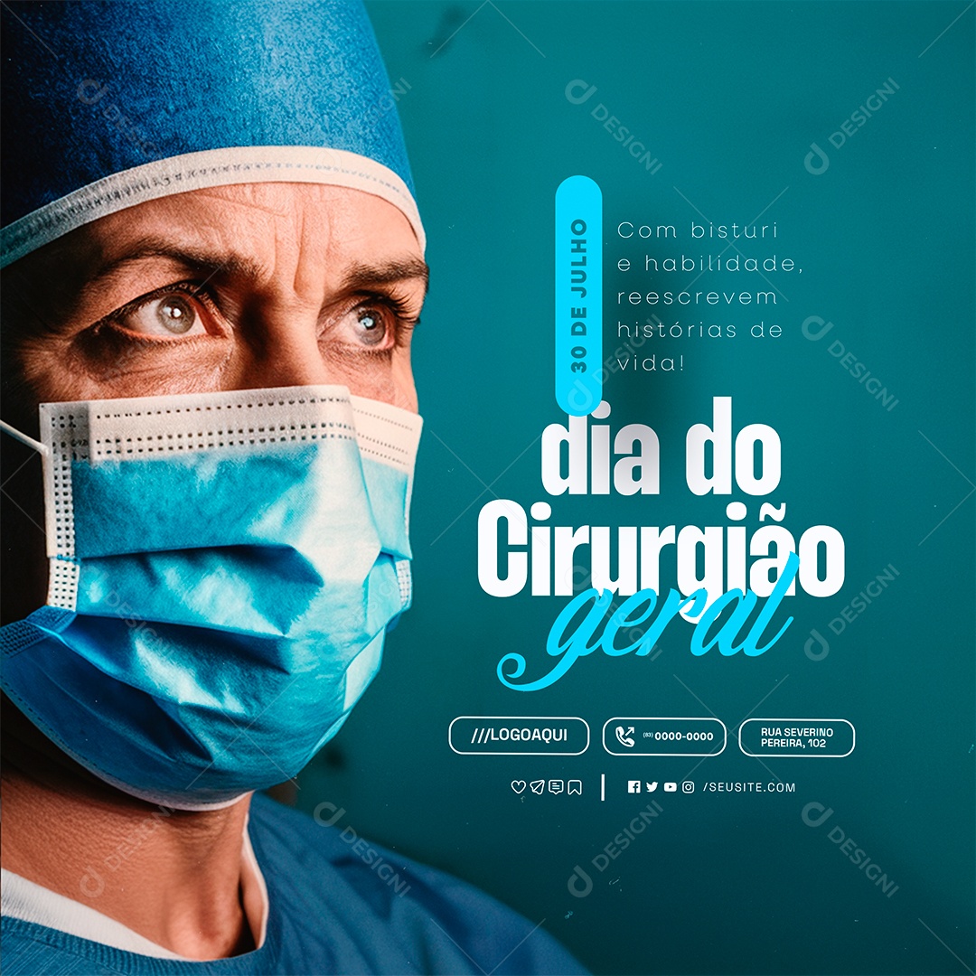 Dia Do Cirurgião Geral 30 de Julho Com Bisturi Social Media PSD Editável