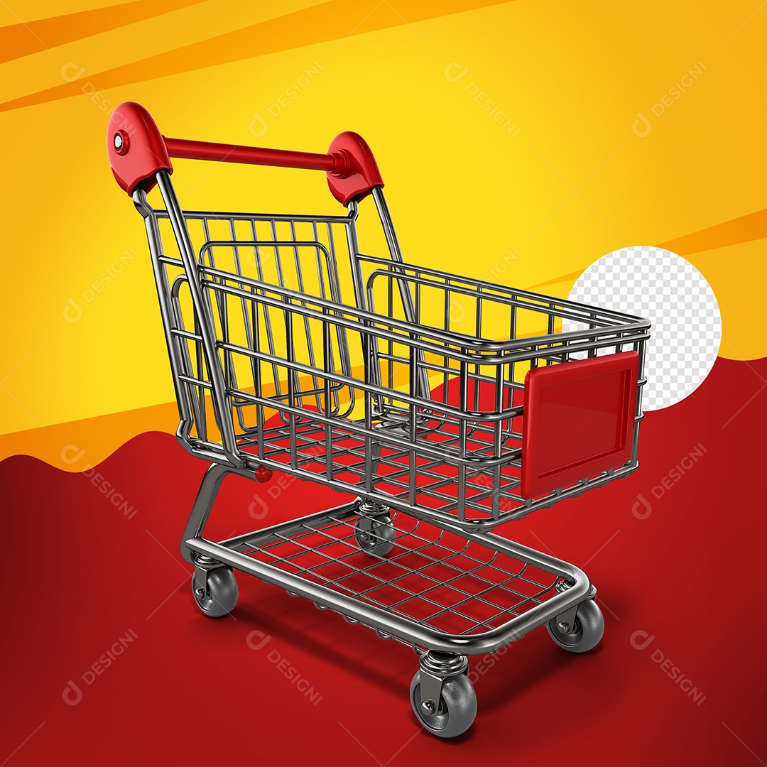 Carrinho de Supermercado Elemento 3D para Composição PSD