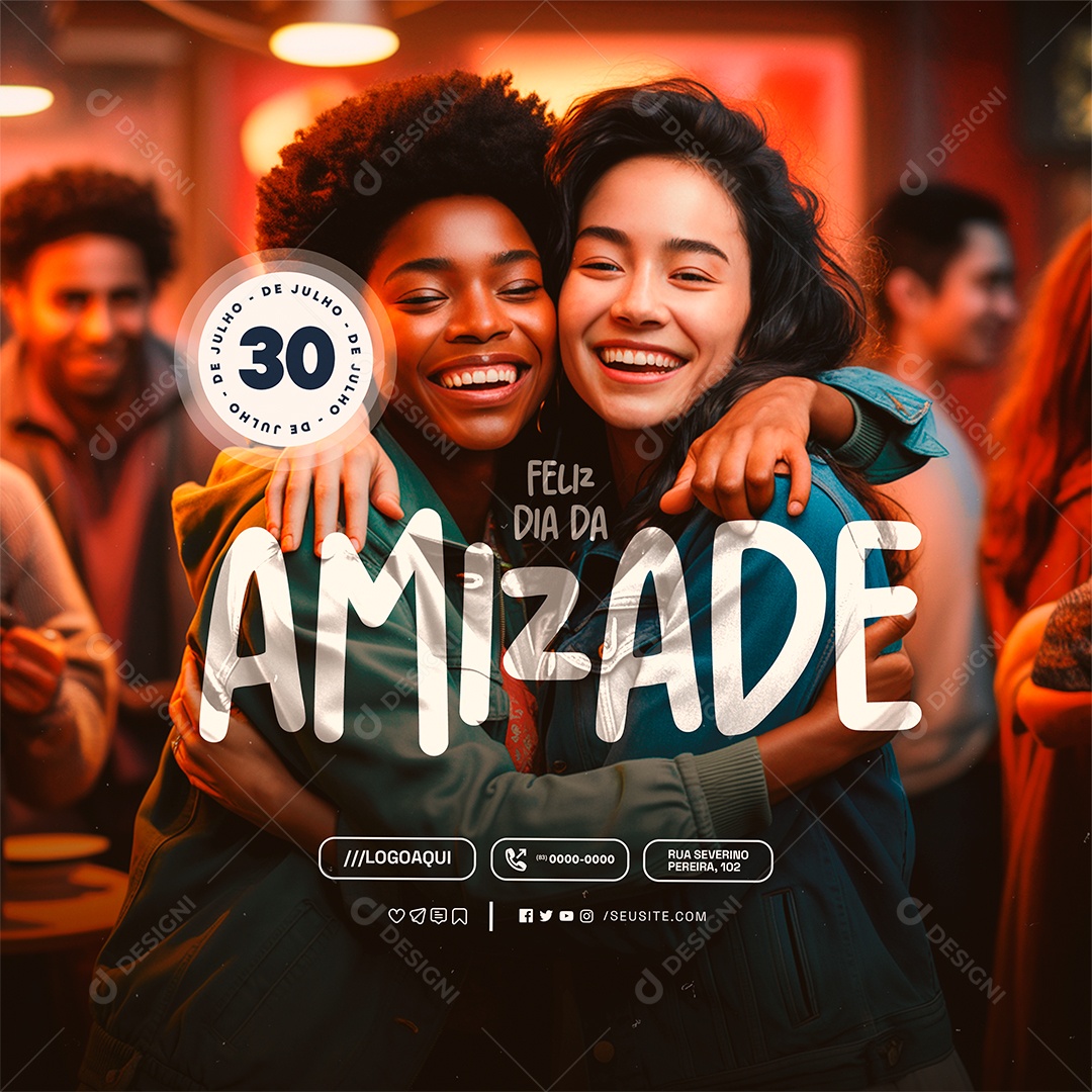 Social Media Feliz Dia da Amizade 30 de Julho PSD Editável