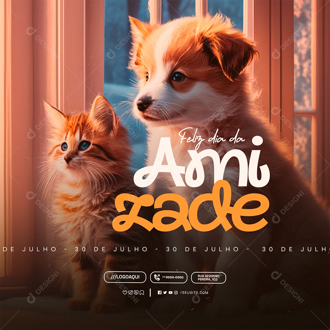 Feliz Feliz Dia da Amizade 30 de Julho Social Media PSD Editável