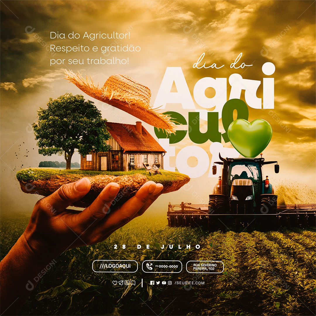 Dia do Agricultor 28 de Julho Social Media PSD Editável