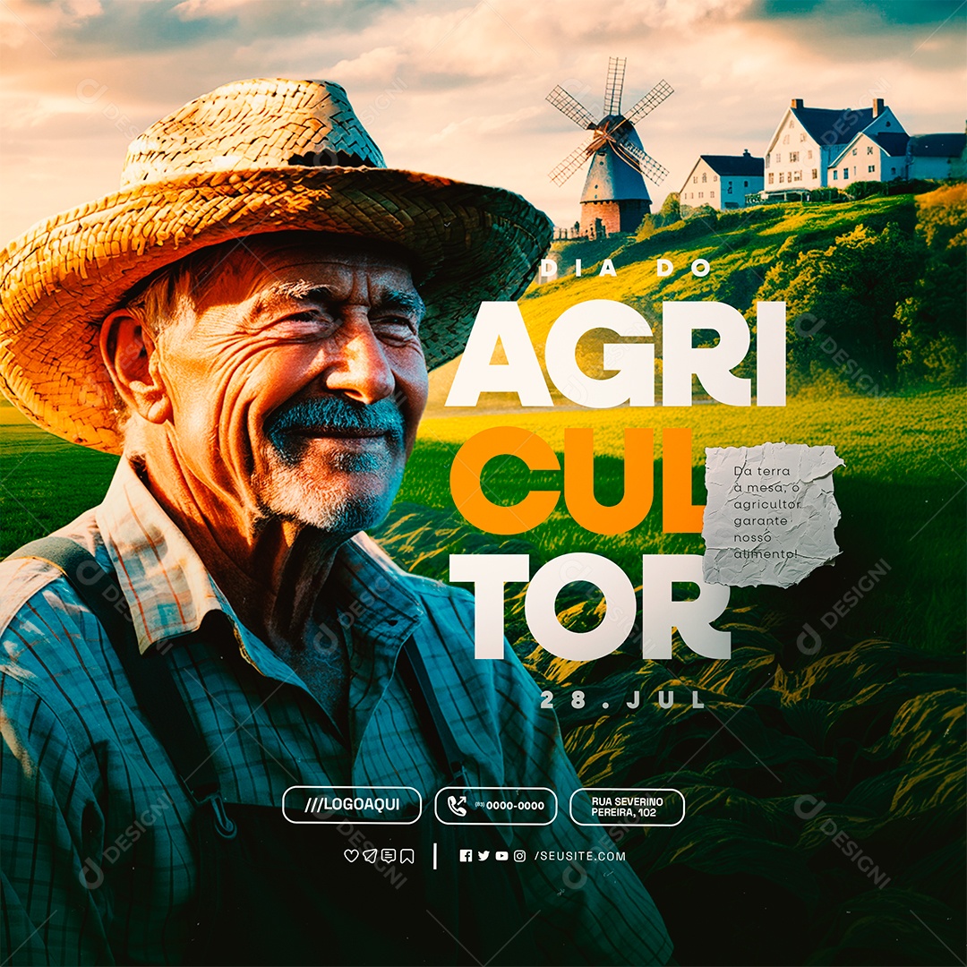 Dia do Agricultor 28 de Julho Da Terra á Mesa Social Media PSD Editável