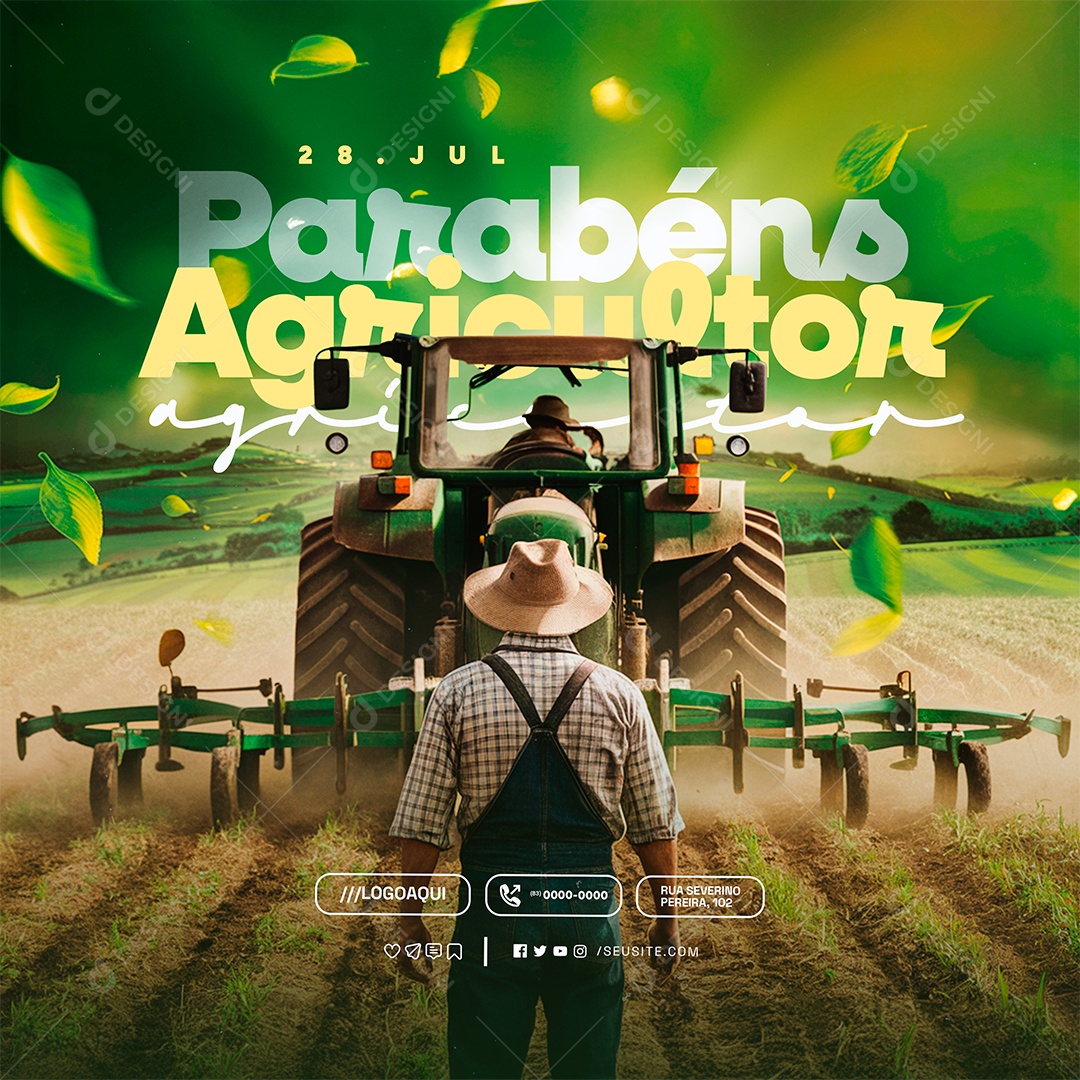 Dia do Agricultor 28 de Julho Parabéns Social Media PSD Editável