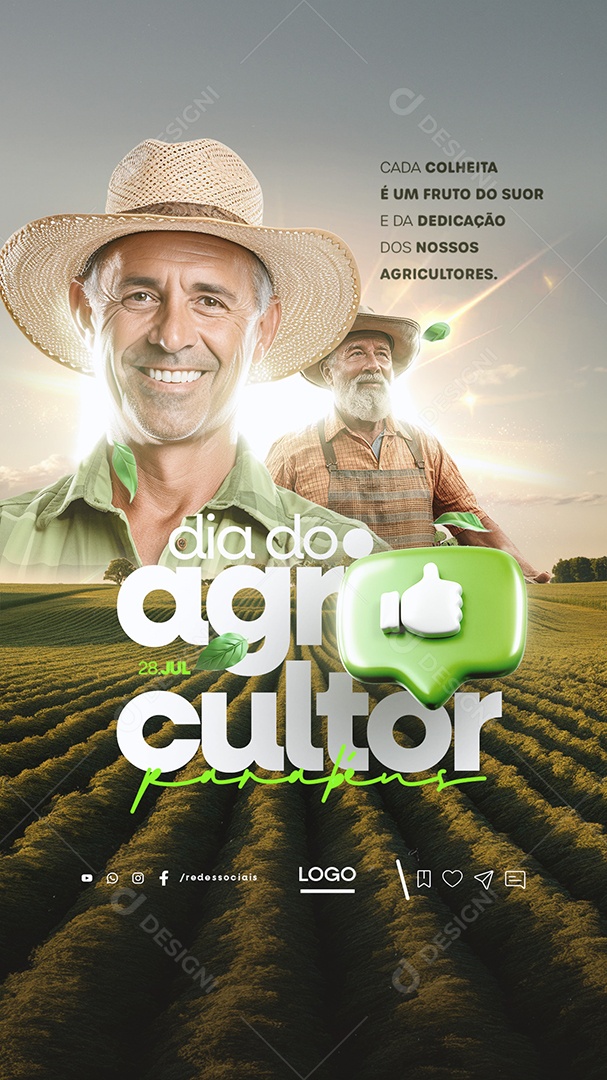 Story Dia do Agricultor 28 de Julho Parabéns Social Media PSD Editável