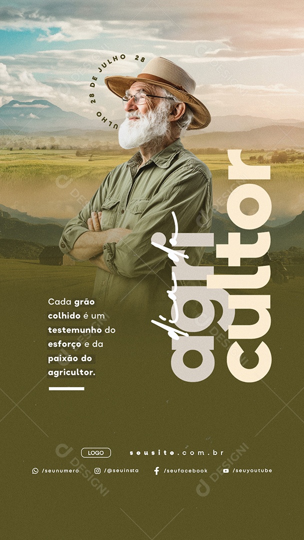 Story Dia do Agricultor 28 de Julho Cada Grão Colhido Social Media PSD Editável