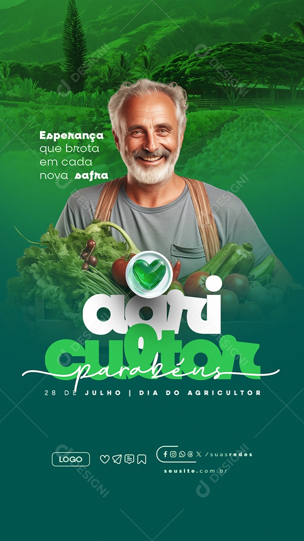 Story Dia do Agricultor 28 de Julho Parabéns Social Media PSD Editável