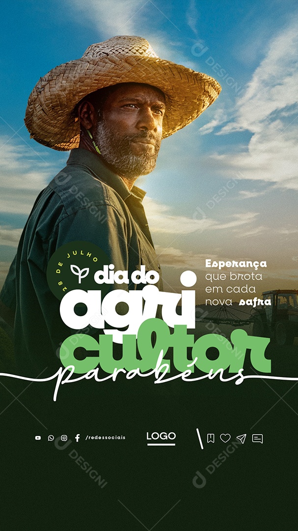 Story Dia do Agricultor 28 de Julho Parabéns Social Media PSD Editável
