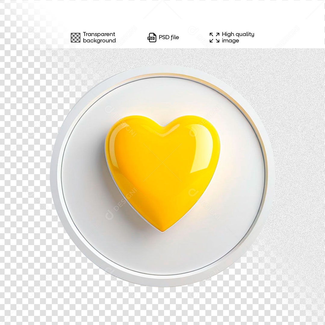 Emoji de Coração Elemento 3D para Composição PSD