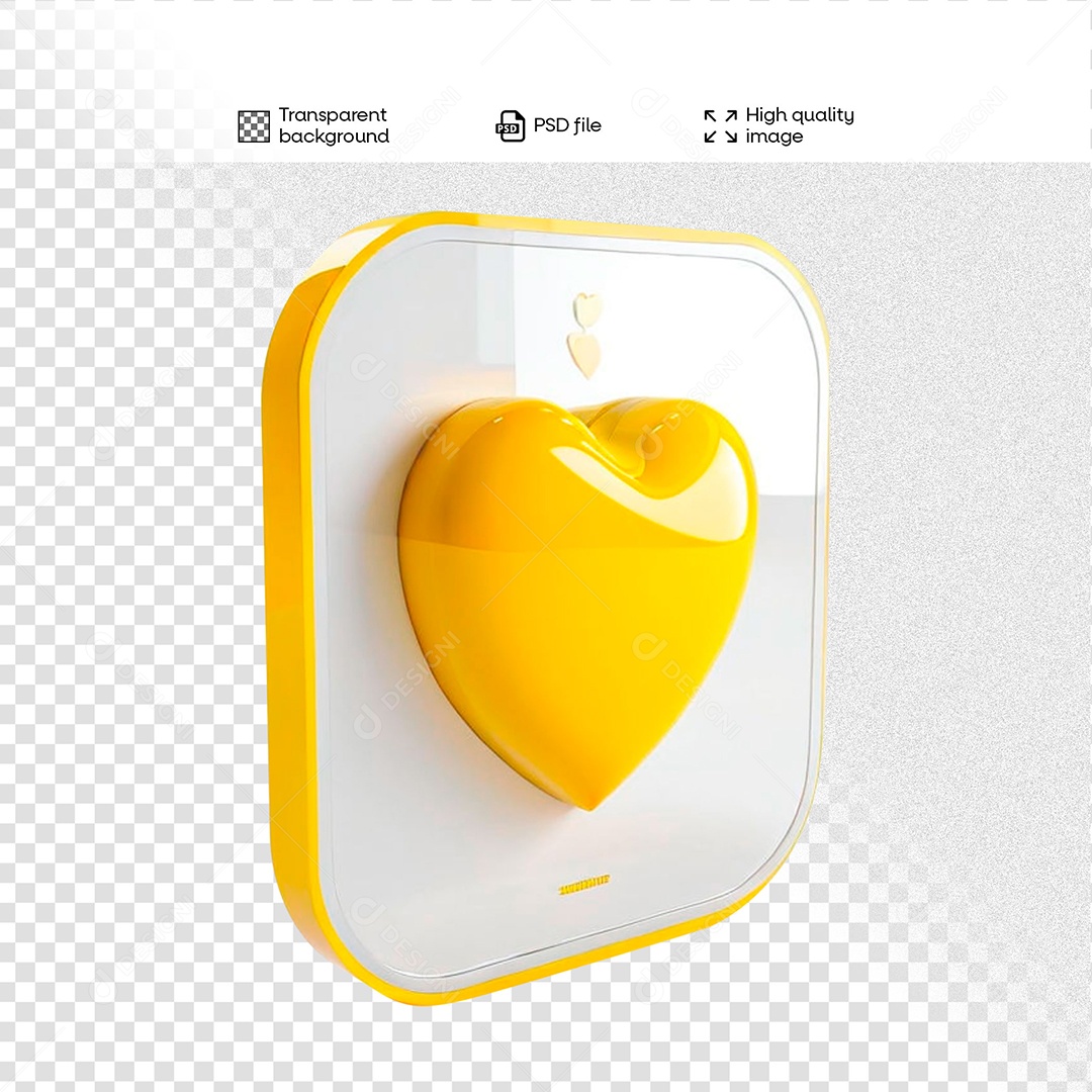 Emoji de Coração Elemento 3D para Composição PSD
