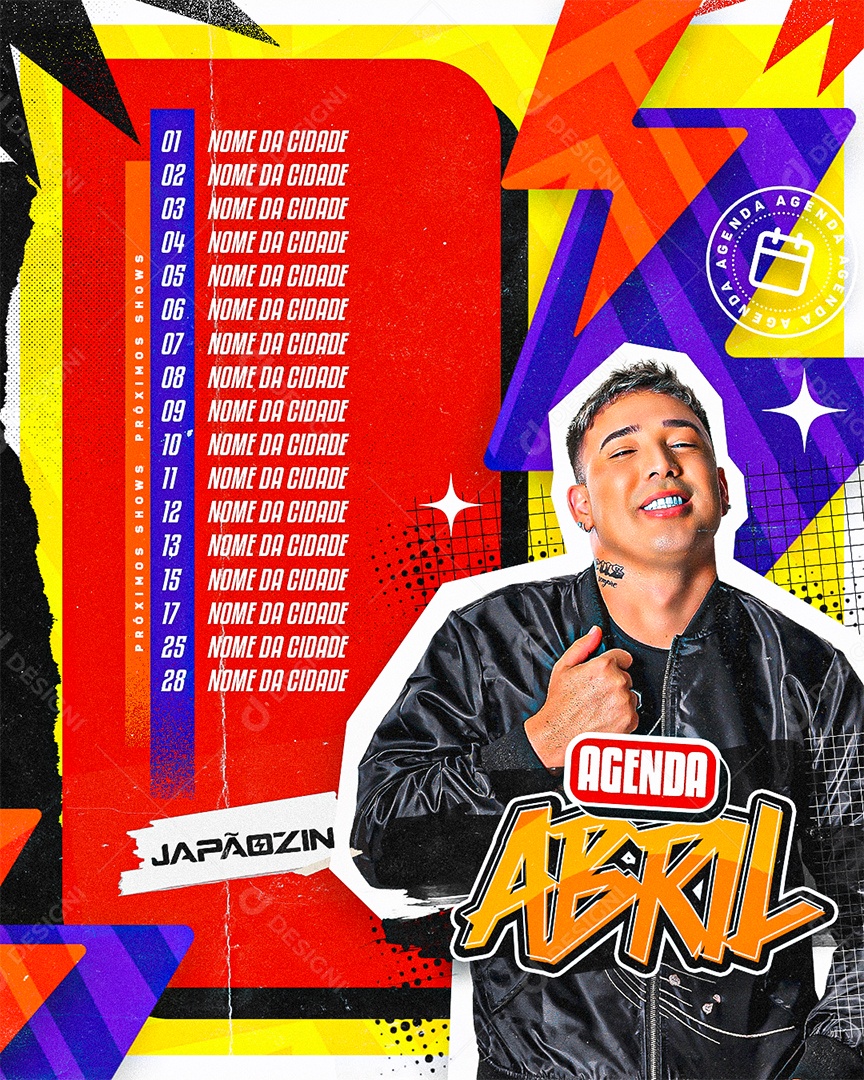 Flyer Próximos Shows Japãozin Agenda Abril Social Media PSD Editável
