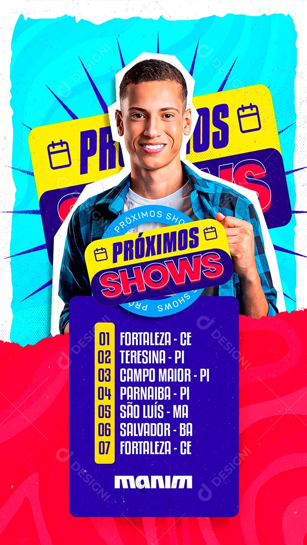 Story Flyer Próximos Shows Manim Vaqueiro Social Media PSD Editável