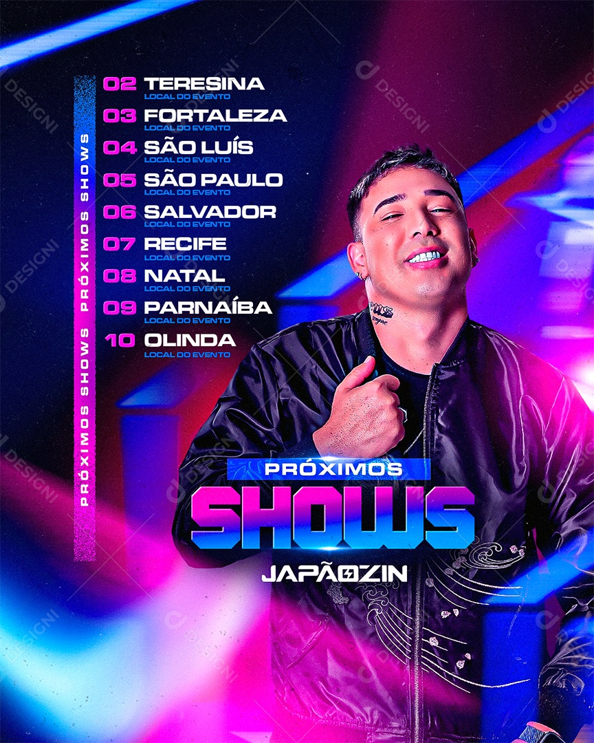 Flyer Próximos Shows Japãozin Social Media PSD Editável