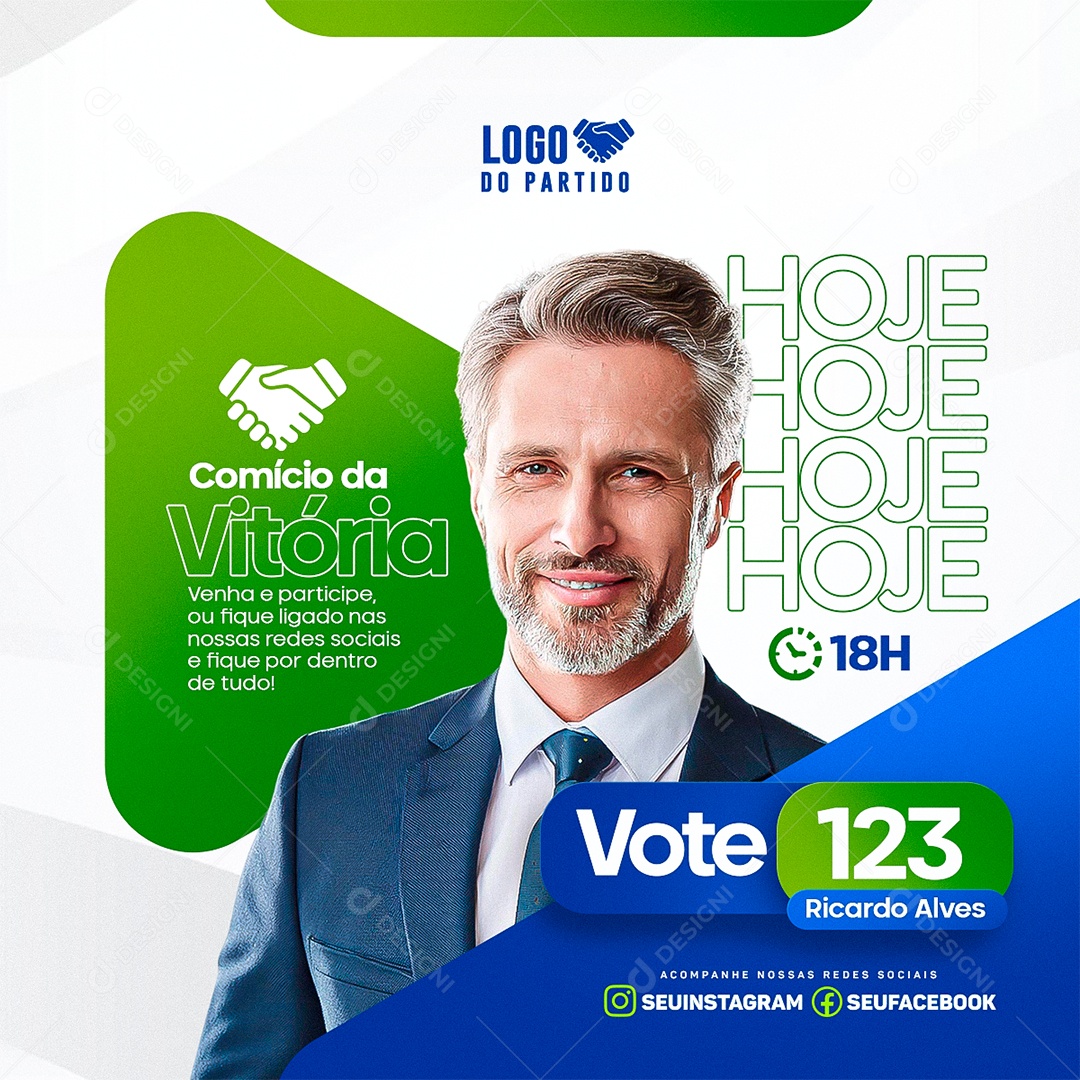 Política Comício da Vitória Social Media PSD Editável