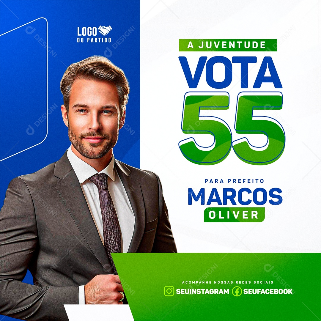 Política A Juventude para Prefeito Social Media PSD Editável