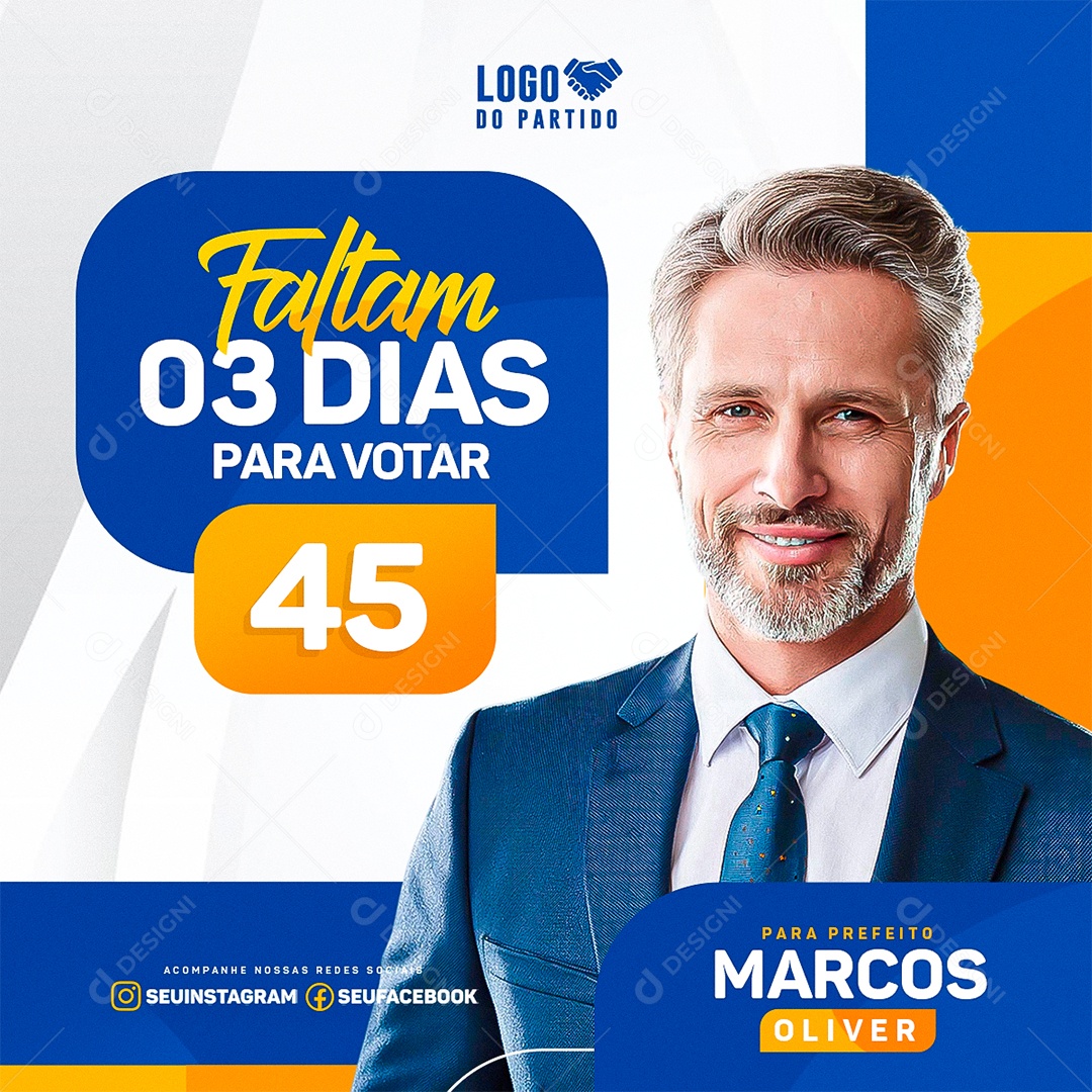 Política Falta 03 Dias Social Media PSD Editável