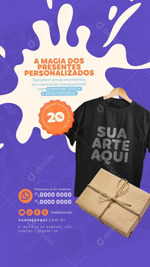 Story A Magia dos Presentes Personalizados Social Media PSD Editável