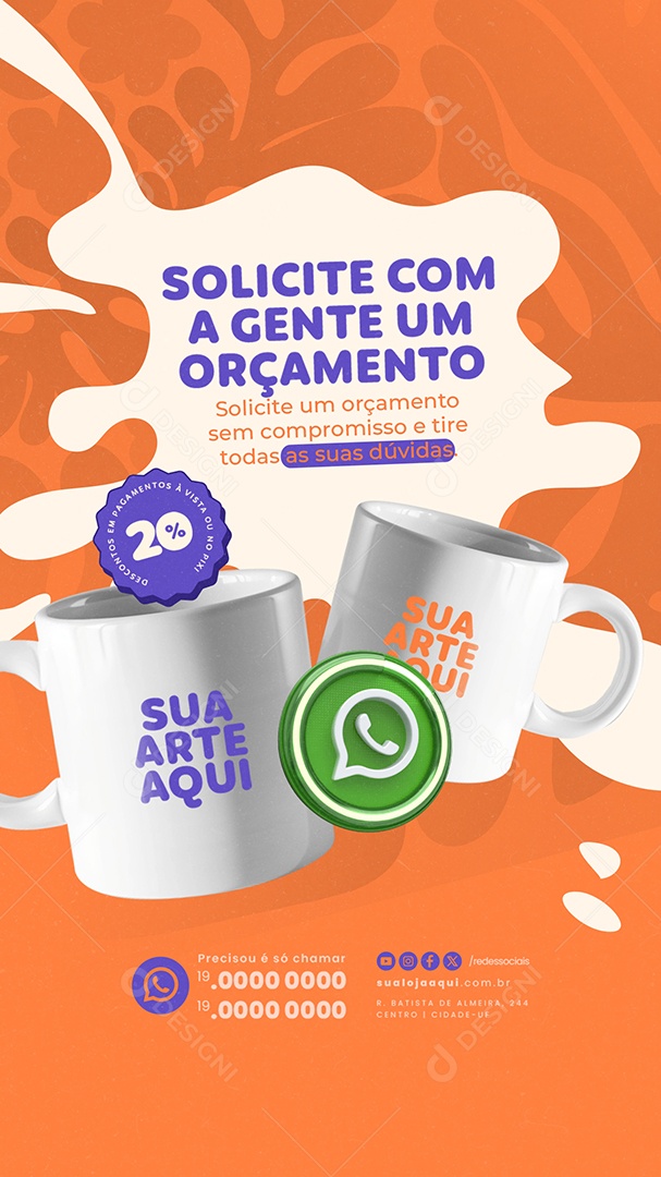 Story Solicite seu com a Gente Orçamento Social Media PSD Editável